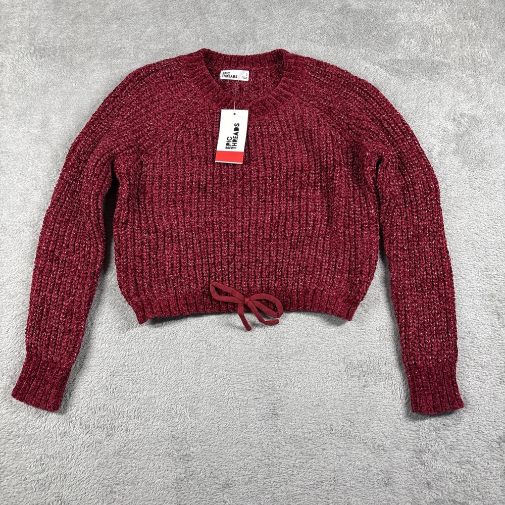 EPIC‎ THREADS Juniors' Cropped Red Sweater Knit Size Small NWT